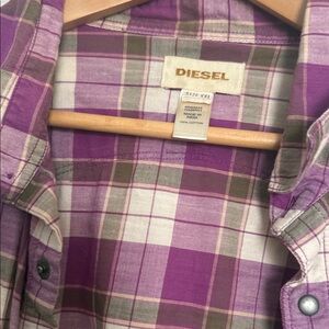 Diesel Purple and Green Plaid Shirt